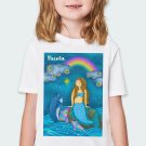 Mermaid and Ocean Friends in Rainshower Kids T-Shirt on white at Hush the Moon