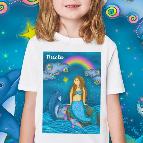 mermaid t-shirt for kids, personalised t-shirt for kids, personalised gifts for kids australia, hush the moon, lesley smitheringale