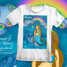 Mermaid and Ocean Friends in Rainstorm Kids T-Shirt Flat at Hush the Moon