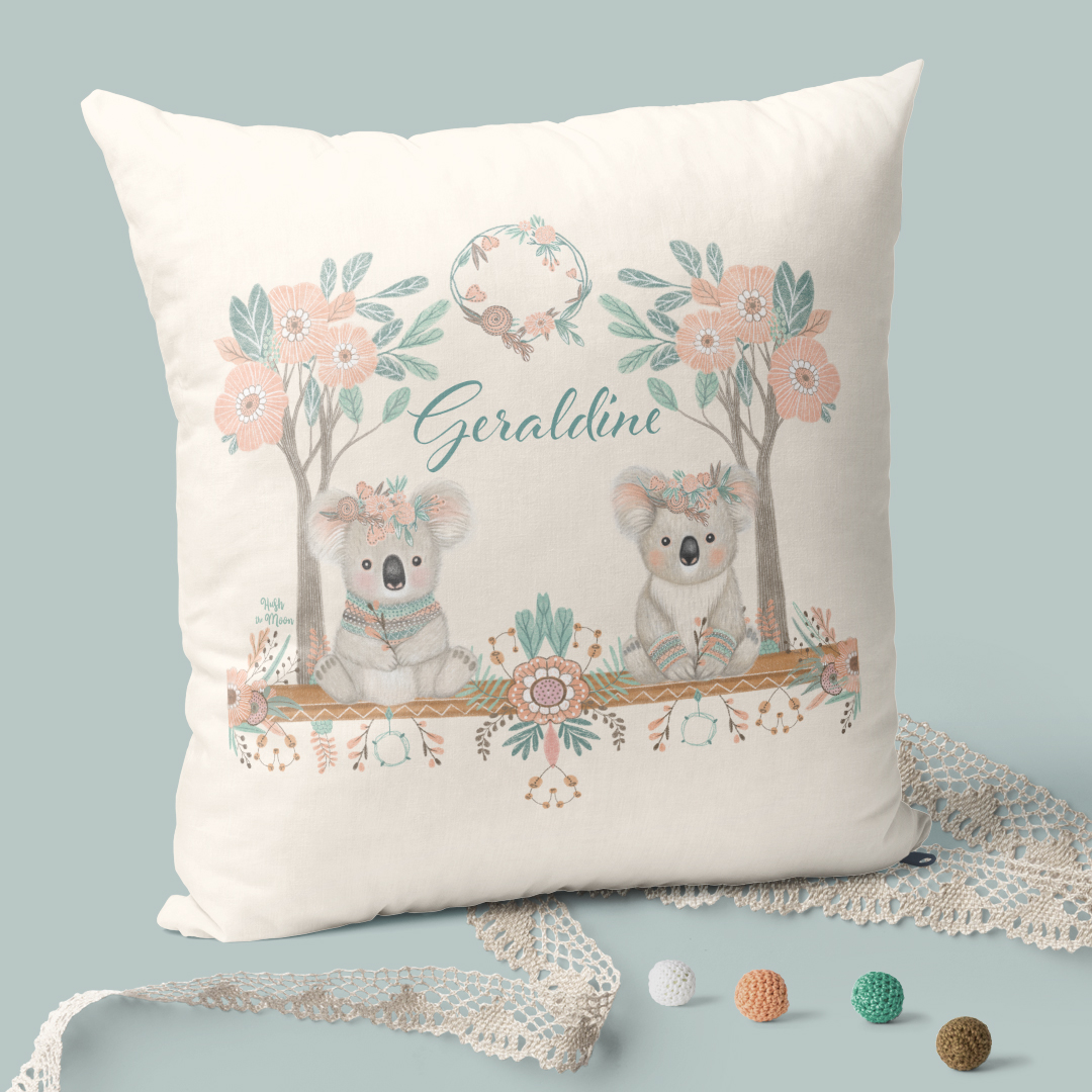 Baby Boho Koalas Cushion Cover 40 cm cream Mockup