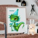 baby dragon art, year of the dragon, wall art for kids, personalised wall art for kids, bedroom wall art for kids, personalised framed art for kids, framed wall art for kids, hush the moon, lesley smitheringale, online gifts for kids, gift shop for kids