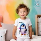 t-shirts for kids, t-shirts for babies, personalised t-shirts for babies, penguin art for kids, penguin t-shirt for kids, gifts for kids, clothes for kids, personalised clothes for kids, hush the moon, lesley smitheringale