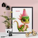 baby girl dragon art, year of the dragon, wall art for kids, personalised wall art for kids, bedroom wall art for kids, personalised framed art for kids, framed wall art for kids, hush the moon, lesley smitheringale, online gifts for kids, gift shop for kids