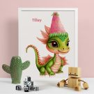 baby girl dragon art, year of the dragon, wall art for kids, personalised wall art for kids, bedroom wall art for kids, personalised framed art for kids, framed wall art for kids, hush the moon, lesley smitheringale, online gifts for kids, gift shop for kids