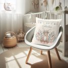 Boho Baby Kangaroo Cushion on a chair in a childs nursery - Hush the Moon