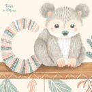 detail 2, nursery wall art, baby possums art for nursery, baby possums illustration, boho nursery art, hush the moon, personalised nursery art