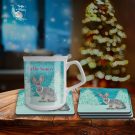 Christmas hare mug, Christmas bunny mug winter hare snow globe, personalised mug for kids, Christmas mugs, personalised mugs, gifts for kids, Christmas gifts for kids, hush the moon. mugs for kids, personalised gifts for kids