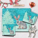 Christmas Hare Single Place Mat and Coaster in Xmas Setting