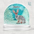 Christmas hare snow globe, Christmas bunny snow globe, winter hare snow globe, santa mouse snow globe, personalised snow globe, Christmas snow globes, personalised snow globes, gifts for kids, Christmas gifts for kids, hush the moon. snow globes for kids, personalised gifts for kids