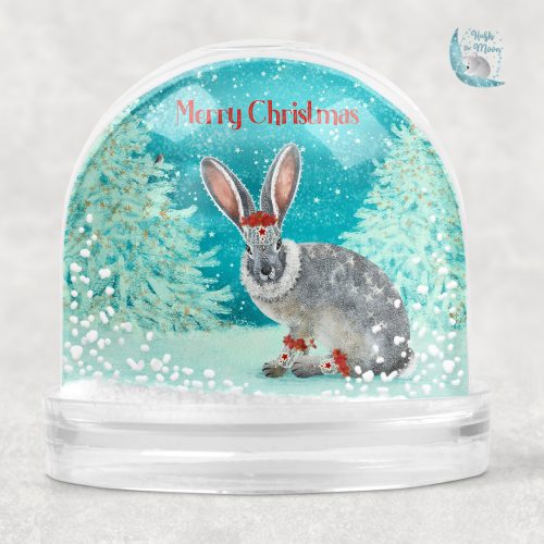 Christmas hare snow globe, Christmas bunny snow globe, winter hare snow globe, santa mouse snow globe, personalised snow globe, Christmas snow globes, personalised snow globes, gifts for kids, Christmas gifts for kids, hush the moon. snow globes for kids, personalised gifts for kids