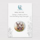 Donkeys in Meadow of Flowers Badge on Card 32 mm