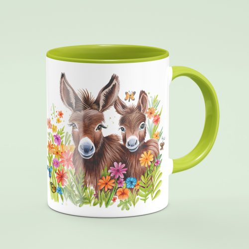 donkey mug green interior and handle, hush the moon, personalised mugs for kids, gift shop australia, lesley smitheringale