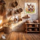 Donkeys with light wooden hangers in Rustic Farmhouse