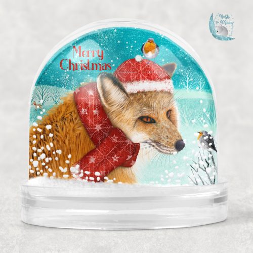 fox snow globe, winter fox snow globe, personalised snow globe, Christmas snow globes, personalised snow globes, gifts for kids, Christmas gifts for kids, hush the moon. snow globes for kids, personalised gifts for kids