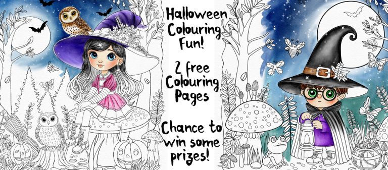 halloween colouring competition for kids, free halloween colouring pages for kids, colouring pages at hush the moon, free printables for kids, hush the moon