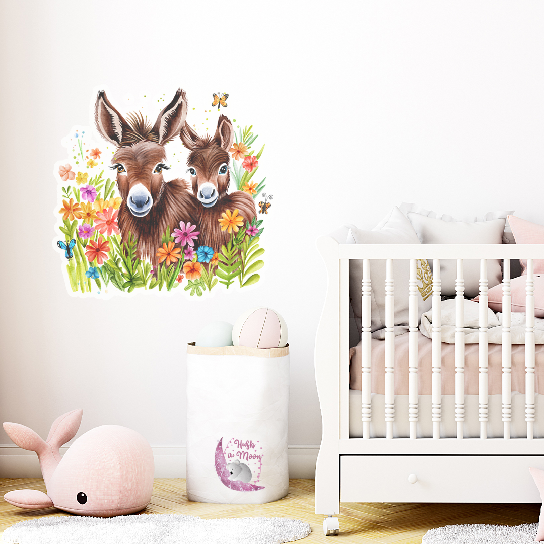 donkeys wall decal, donkeys wall sticker for kids, wall decals for kids, bedroom art for kids, hush the moon, online gift shop for kids australia,