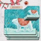 set of 4 matching polar bear placemats and coasters, polar bear coasters, Christmas coasters, polar bear placemats, Christmas placemats, placemats and coasters for kids, Christmas gifts for kids, Christmas coasters for kids, Christmas placemats for kids, hush the moon