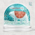 seasons greeting polar bear snow glow, polar bear snow globe, snow globe, personalised snow globe, Christmas snow globes, personalised snow globes, gifts for kids, Christmas gifts for kids, hush the moon. personalised gifts for kids