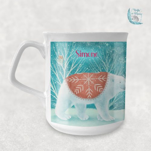 polar bear mug, Christmas polar bear mug, winter polar bear mug, personalised mug for kids, Christmas mugs, personalised mugs, gifts for kids, Christmas gifts for kids, hush the moon. mugs for kids, personalised gifts for kids