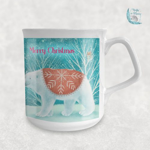 polar bear mug, Christmas polar bear mug, winter polar bear mug, personalised mug for kids, Christmas mugs, personalised mugs, gifts for kids, Christmas gifts for kids, hush the moon. mugs for kids, personalised gifts for kids