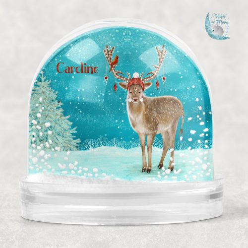 rudolph the red nosed reindeer snow globe, rudolph reindeer snow globe, personalised snow globe, Christmas snow globes, personalised snow globes, gifts for kids, Christmas gifts for kids, hush the moon. snow globes for kids, personalised gifts for kids