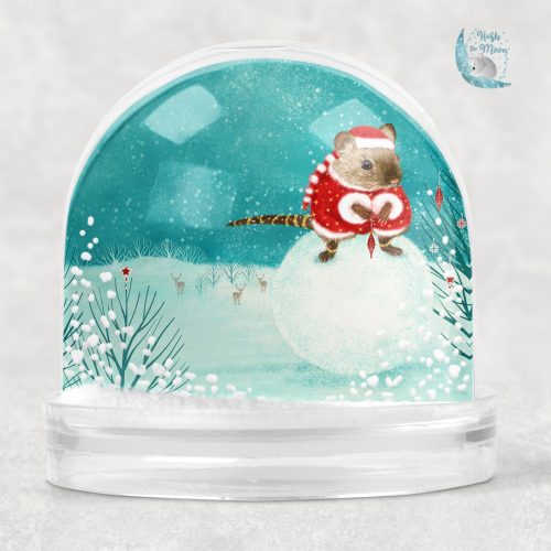 santa mouse snow globe, Christmas mouse snow globe, personalised snow globe, Christmas snow globes, personalised snow globes, gifts for kids, Christmas gifts for kids, hush the moon. snow globes for kids, personalised gifts for kids